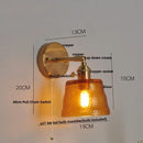GobekUsa Clear Glass LED Wall Lights Brass E27 Pull Chain Switch Bedside Lamp