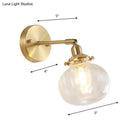 GobekUsa Champagne/Clear Prismatic Glass Single Sconce Gold Wall Light - Minimalist Globe Design