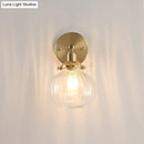 GobekUsa Champagne/Clear Prismatic Glass Single Sconce Gold Wall Light - Minimalist Globe Design