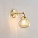 GobekUsa Champagne/Clear Prismatic Glass Single Sconce Gold Wall Light - Minimalist Globe Design