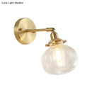 GobekUsa Champagne/Clear Prismatic Glass Single Sconce Gold Wall Light - Minimalist Globe Design