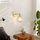 GobekUsa Champagne/Clear Prismatic Glass Single Sconce Gold Wall Light - Minimalist Globe Design