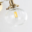 GobekUsa Champagne/Clear Prismatic Glass Single Sconce Gold Wall Light - Minimalist Globe Design
