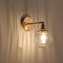 GobekUsa Champagne/Clear Prismatic Glass Single Sconce Gold Wall Light - Minimalist Globe Design