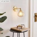 GobekUsa Champagne/Clear Prismatic Glass Single Sconce Gold Wall Light - Minimalist Globe Design