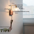GobekUsa Clear Glass LED Wall Light Walnut Bedside Lamp Modern Rotatable Brass Wall Lights