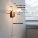 GobekUsa Clear Glass LED Wall Light Walnut Bedside Lamp Modern Rotatable Brass Wall Lights
