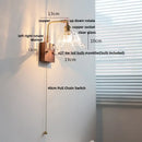 GobekUsa Clear Glass LED Wall Light Walnut Bedside Lamp Modern Rotatable Brass Wall Lights