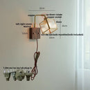 GobekUsa Clear Glass LED Wall Light Walnut Bedside Lamp Modern Rotatable Brass Wall Lights