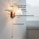 GobekUsa Clear Glass LED Wall Light Walnut Bedside Lamp Modern Rotatable Brass Wall Lights