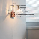 GobekUsa Clear Glass LED Wall Light Walnut Bedside Lamp Modern Rotatable Brass Wall Lights