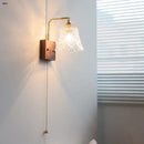 GobekUsa Clear Glass LED Wall Light Walnut Bedside Lamp Modern Rotatable Brass Wall Lights