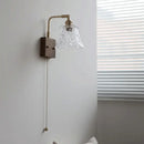 GobekUsa Clear Glass LED Wall Light Walnut Bedside Lamp Modern Rotatable Brass Wall Lights