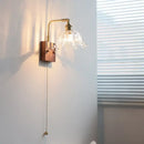 GobekUsa Clear Glass LED Wall Light Walnut Bedside Lamp Modern Rotatable Brass Wall Lights