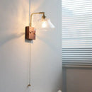 GobekUsa Clear Glass LED Wall Light Walnut Bedside Lamp Modern Rotatable Brass Wall Lights