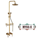 GobekUsa Brass Wall Mount Bathtub Faucet with Shelf, Dual Handle Shower Set