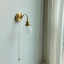 GobekUsa Clear Glass LED Wall Sconce Pull Chain Switch Modern Stair Light
