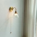 GobekUsa Clear Glass LED Wall Sconce Pull Chain Switch Modern Stair Light