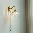 GobekUsa Clear Glass LED Wall Sconce Pull Chain Switch Modern Stair Light