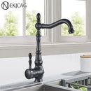 GobekUsa Bronze Black Kitchen Sink Faucet 360 Rotate Single Handle Hot Cold Water Mixer