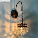 GobekUsa Modern Metallic Crown Wall Light with Crystal Drop - Single-Bulb Living Room Lighting