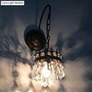 GobekUsa Modern Metallic Crown Wall Light with Crystal Drop - Single-Bulb Living Room Lighting