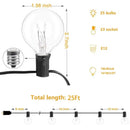GobekUsa G40 Edison Glass Incandescent String Lights - 25FT Waterproof Outdoor Patio Fairy Lights