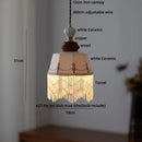 GobekUsa Brown Wood Ceramic Tassel LED Pendant Lights for Modern Interior Lighting