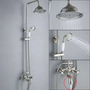 GobekUsa Brushed Nickel Dual Handle Rainfall Shower Mixer Faucet with Handshower