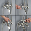 GobekUsa Brushed Nickel Dual Handle Rainfall Shower Mixer Faucet with Handshower