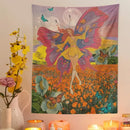 Vintage butterfly girl wall hanging bedroom fairy tapestry by Decorbites
