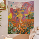 Vintage butterfly girl wall hanging bedroom fairy tapestry by Decorbites