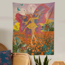 Vintage butterfly girl wall hanging bedroom fairy tapestry by Decorbites