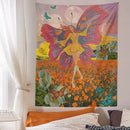 Vintage butterfly girl wall hanging bedroom fairy tapestry by Decorbites