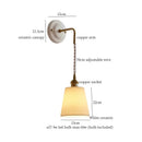 GobekUsa Adjustable LED Wall Sconce Lamp Stripe Ceramic Copper Mirror Bedside