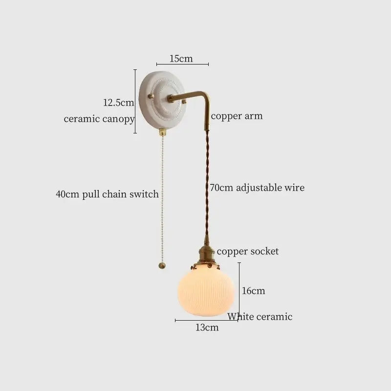 GobekUsa Adjustable LED Wall Sconce Lamp Stripe Ceramic Copper Mirror Bedside, photo 11 of 22