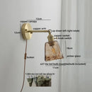 GobekUsa Ceramic Copper LED Wall Light with Pull Chain Switch for Modern Nordic Home Decor