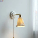 GobekUsa Ceramic Wall Lamp with Pull Chain Switch & Copper Arm, Nordic Modern LED Fixtures