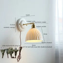 GobekUsa Ceramic Wall Sconce with Copper Arm | Pull Chain Switch LED Bedroom Lamp