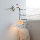 GobekUsa Ceramic Wall Sconce with Copper Arm | Pull Chain Switch LED Bedroom Lamp