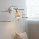 GobekUsa Ceramic Wall Sconce with Copper Arm | Pull Chain Switch LED Bedroom Lamp