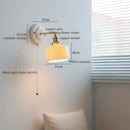 GobekUsa Ceramic Wall Sconce with Copper Arm | Pull Chain Switch LED Bedroom Lamp