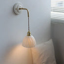 GobekUsa Ceramic Wall Sconce with Copper Arm | Pull Chain Switch LED Bedroom Lamp