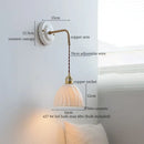 GobekUsa Ceramic Wall Sconce with Copper Arm | Pull Chain Switch LED Bedroom Lamp