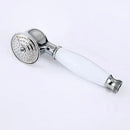 Vintage chrome and white ceramic shower hand holder bathroom accessory by Decorbites