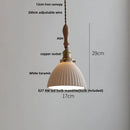 GobekUsa Adjustable LED Pendant Lights Ash Wood White Ceramic Modern Hanging Lamp