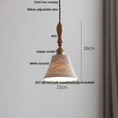 GobekUsa Adjustable LED Pendant Lights Ash Wood White Ceramic Modern Hanging Lamp