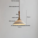 GobekUsa Adjustable LED Pendant Lights Ash Wood White Ceramic Modern Hanging Lamp