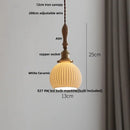 GobekUsa Adjustable LED Pendant Lights Ash Wood White Ceramic Modern Hanging Lamp