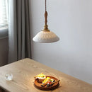 GobekUsa Adjustable LED Pendant Lights Ash Wood White Ceramic Modern Hanging Lamp